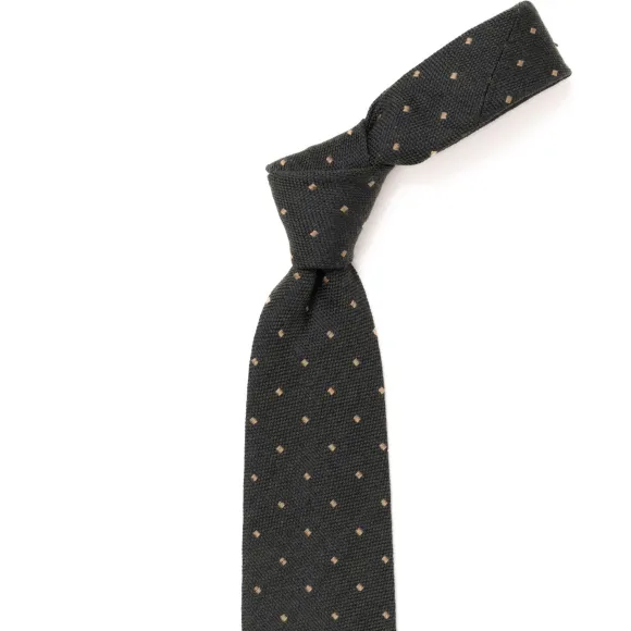 Archivio Storico: Silk And Wool Tie "Quadri Jacquard" - Handrolled