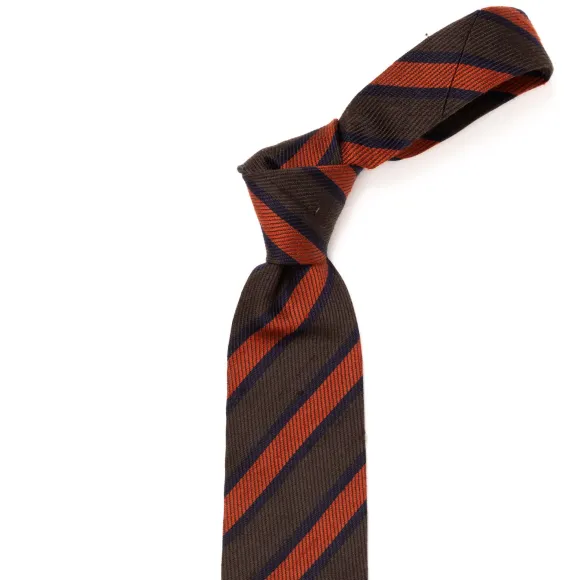 Archivio Storico: Tie "Strisce Della Scuola" In Silk And Wool - Handro