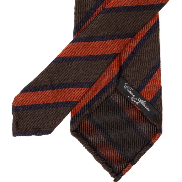 Archivio Storico: Tie "Strisce Della Scuola" In Silk And Wool - Handro