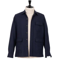 Aubergine Blue Sports Jacket "Shirt Pocket" Made Of Wool And