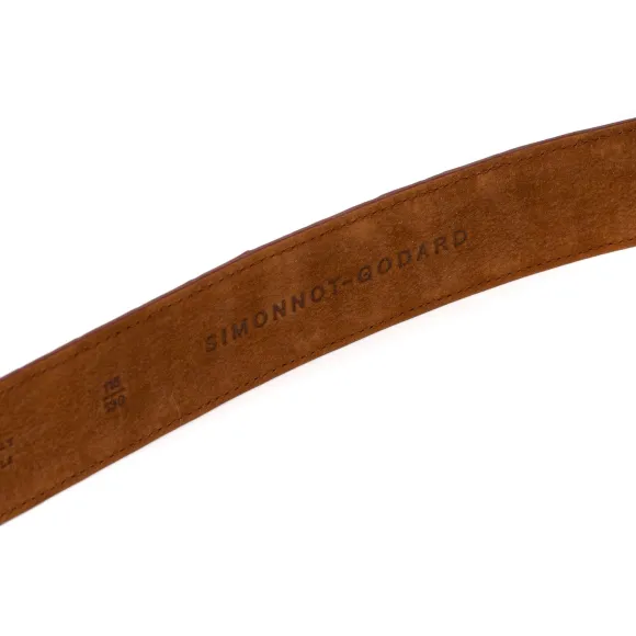 Belt Made Of Cognac Crocodile Leather - Handcrafted