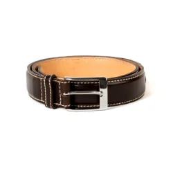 Belt Made Of Dark Brown "Horween Chicago" Horse Leather - Hand-Polished
