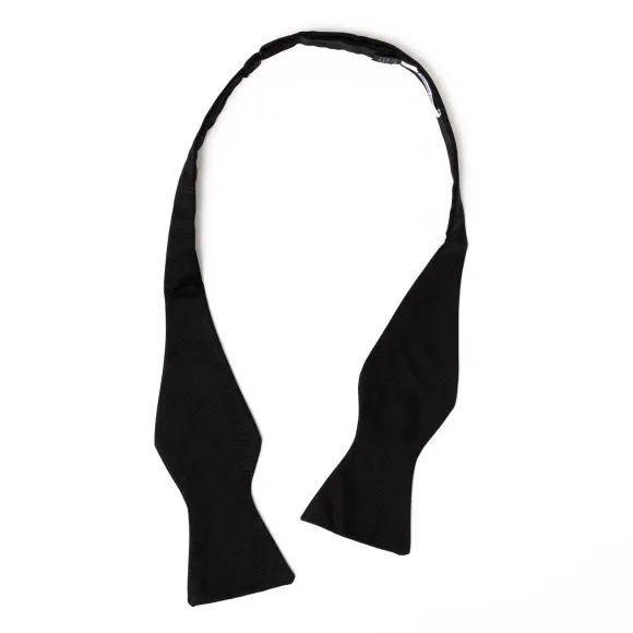 Black Bow Tie "Black Butterfly Bow Tie" Made Of Pure Grosgrain Silk