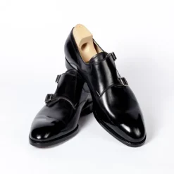 Black Double Monk Made Of Calfskin