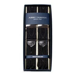Black Suspenders To Button Made Of Silk Moire