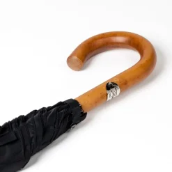 Black Umbrella "Traveller" With Wooden Handle