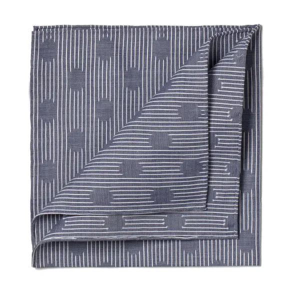 Blue Patterned Cotton Pocket Square