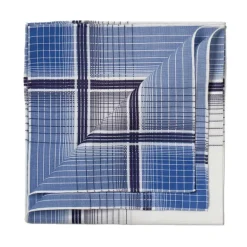 Blue Patterned Cotton Pocket Square