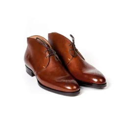 Bootee "Chukka" Made Of Brown Calfskin "Russian Calf"