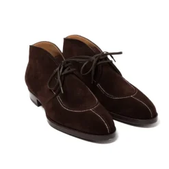 Bootee "French Norvegian" Made Of Dark Brown Suede Leather -