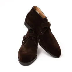 Bootee "Monk Bootee" Made Of Dark Brown Suede - Purely Handcrafted