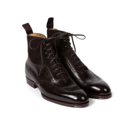 Boot "Fullbrogue-Oxford" Made Of Dark Brown Calfskin With Suede Shaft