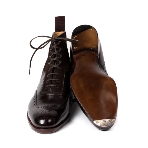 Boot "Fullbrogue-Oxford" Made Of Dark Brown Calfskin With Suede Shaft