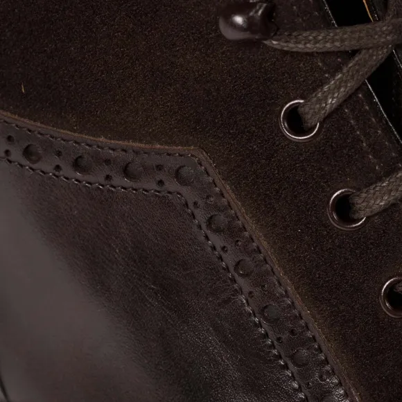 Boot "Fullbrogue-Oxford" Made Of Dark Brown Calfskin With Suede Shaft