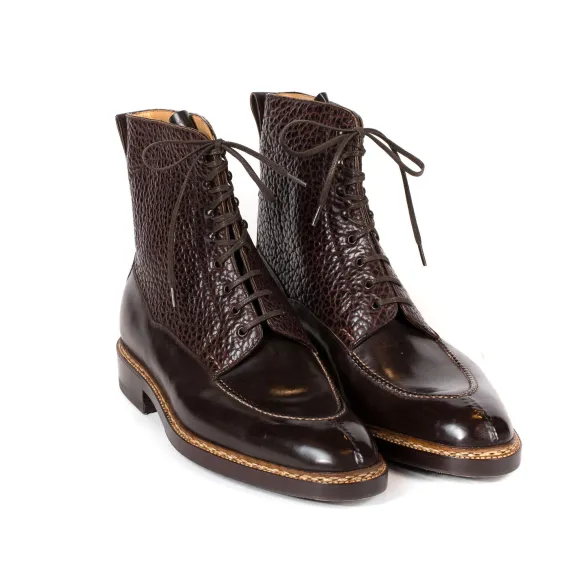 Boots "Norvegese Boot" In Dark Brown Calfskin And Water Buffalo - Pure