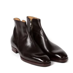 Boot "Zipper" Made Of Dark Brown Calfskin - Purely Handcrafted