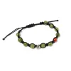 Bracelet "Green Love" With Green Stones And Button In Sterling Silver