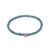 Bracelet "Turquoise" With Colored Stones And Sterling Silver Button -