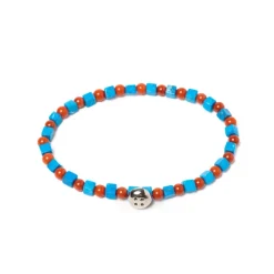 Bracelet "Turquoise" With Colored Stones And Sterling Silver Button -