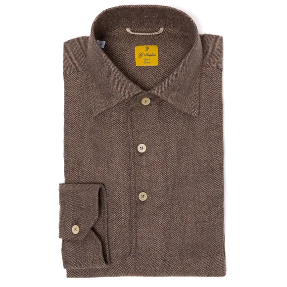 Brown Polo Shirt "Mastroianni" Made Of Pure Cotton - Handmad