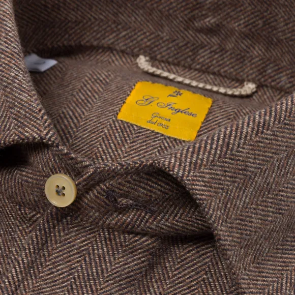 Brown Polo Shirt "Mastroianni" Made Of Pure Cotton - Handmad
