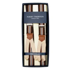 Brown Striped Elastic Suspenders To Button