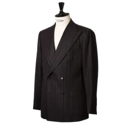 Brown Suit "Chalk Stripe" Made Of English Wool - Fox Heritage Flannel