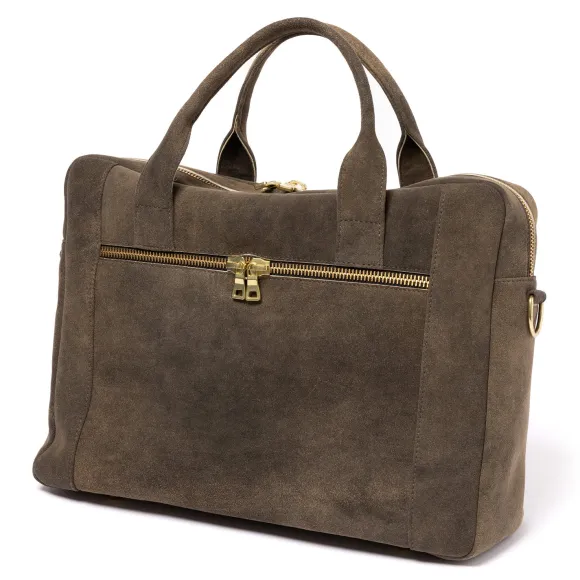 Business Bag "Vienna" Brown Goat Leather - Handmade