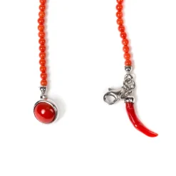 Buttonhole Chain "Stile Galante"" Made Of Coral - Purely Handcrafted