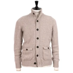 Cardigan "Lomond Knit-Bomber" In 4 Ply Geelong Lambswool