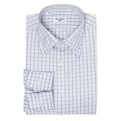 Carlo Riva Fine Cotton Twill Checked Shirt "Assegno Nobile" - Collo Ma