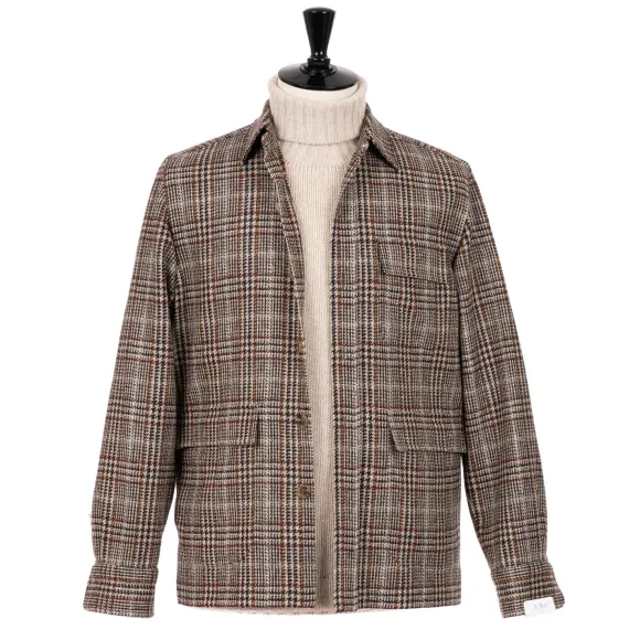 Checked Sports Jacket "Shirt Pocket" Made Of Pure Wool By Fe