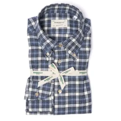 Checked Spots Shirt "Madras-Check" Made Of Brushed Vintage Cotton Flan