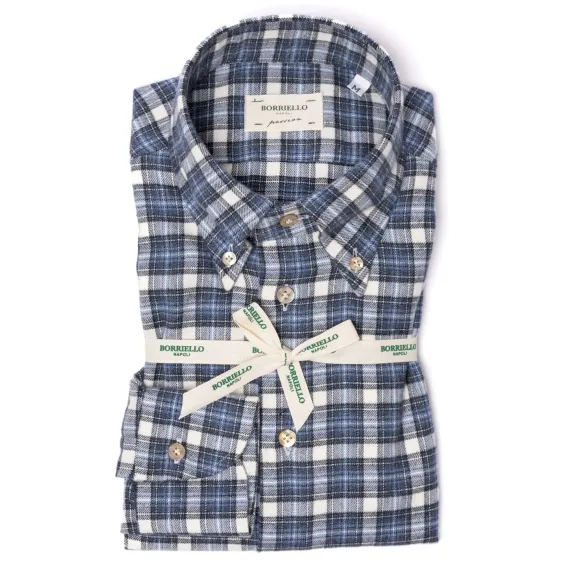 Checked Spots Shirt "Madras-Check" Made Of Brushed Vintage Cotton Flan