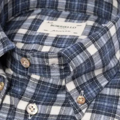 Checked Spots Shirt "Madras-Check" Made Of Brushed Vintage Cotton Flan