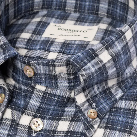 Checked Spots Shirt "Madras-Check" Made Of Brushed Vintage Cotton Flan
