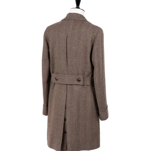 Coat "L'Aristocratico" With Herringbone Pattern In Pure Wool - Handmad
