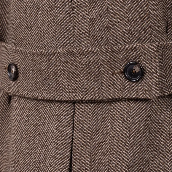 Coat "L'Aristocratico" With Herringbone Pattern In Pure Wool - Handmad