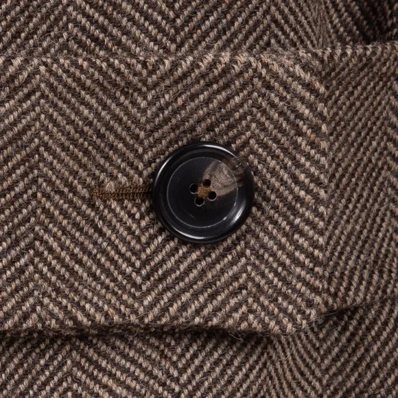 Coat "L'Aristocratico" With Herringbone Pattern In Pure Wool - Handmad