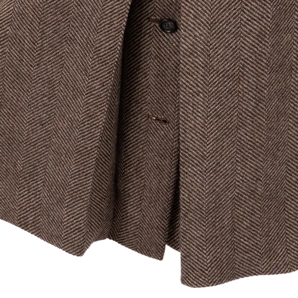 Coat "L'Aristocratico" With Herringbone Pattern In Pure Wool - Handmad
