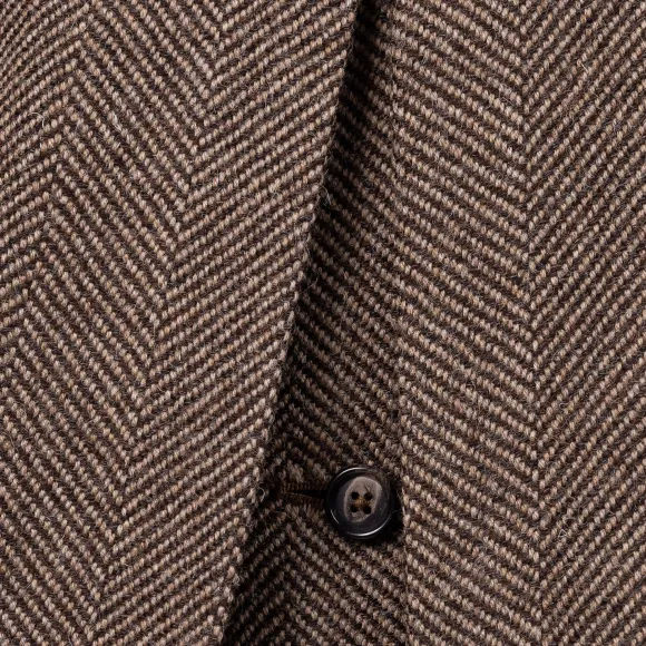 Coat "L'Aristocratico" With Herringbone Pattern In Pure Wool - Handmad