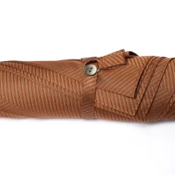 Copper Brown Umbrella "Traveller" With Handle Made Of Bamboo Wood
