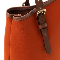 Cotton Canvas And Saddle Leather Bag 