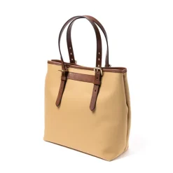 Cotton Canvas And Saddle Leather Bag "New Office Tote" - Handmade