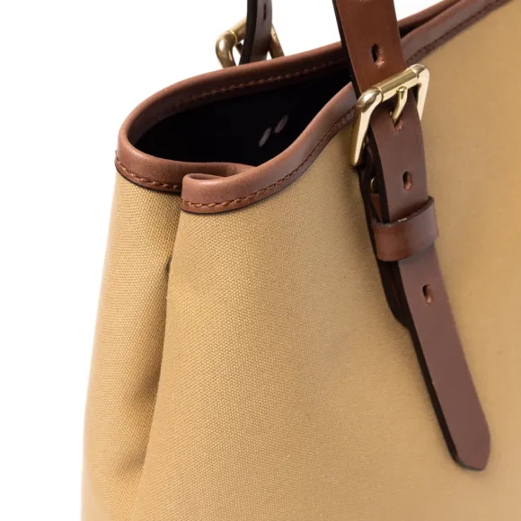 Cotton Canvas And Saddle Leather Bag "New Office Tote" - Handmade