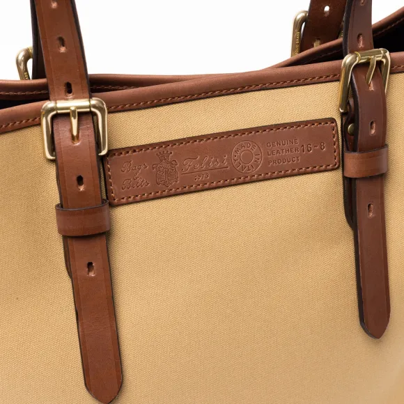 Cotton Canvas And Saddle Leather Bag "New Office Tote" - Handmade