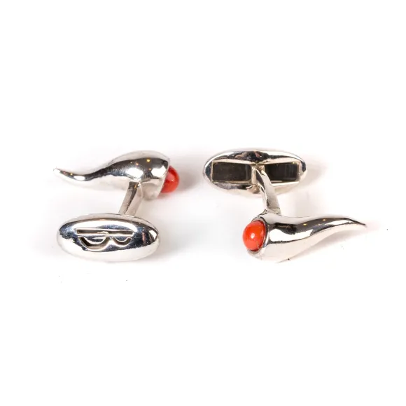 Cufflinks "Cornetto Napoli" Made Of Sterling Silver - Purely Handcraft