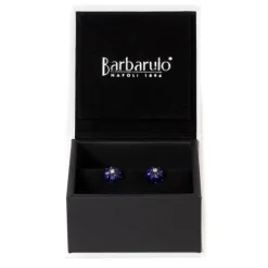 Cufflinks "Lapislazuli Flower Diamond" Made Of Sterling Silver - Purel