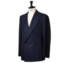 Dark Blue Blazer "Club Oro" Made Of A Wool Flannel From Fox Brother'S