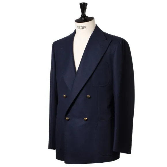 Dark Blue Blazer "Club Oro" Made Of A Wool Flannel From Fox Brother'S